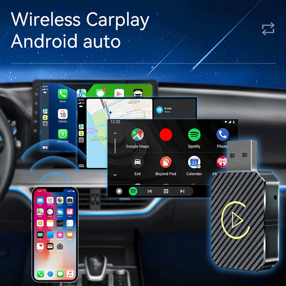 2-in-1 Wireless CarPlay & Android Auto Adapter — WiFi & BT5.0 Smart Mini Dongle, Plug & Play Fast Connect