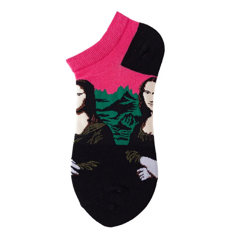 40-Style Colorful Cotton Ankle Socks – Fashion Novelty Short Socks for Men & Women, Funny Animal, Food & Avocado Casual Designs