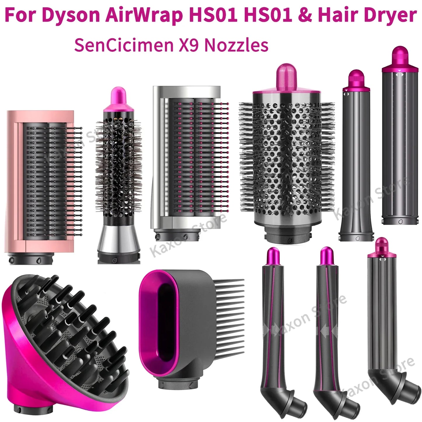 Dyson Airwrap HS01/HS05 Hair Styling Nozzle Brush – 30/40mm Anti-Hair Auto-Curling 360° Rotating Attachment for Dyson Hair Dryer