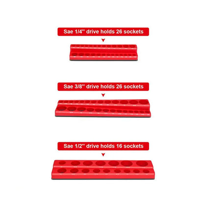 Magnetic Socket Holder Organizer - Metric & SAE Storage Rack for 1/4", 3/8" & 1/2" Drive Sockets