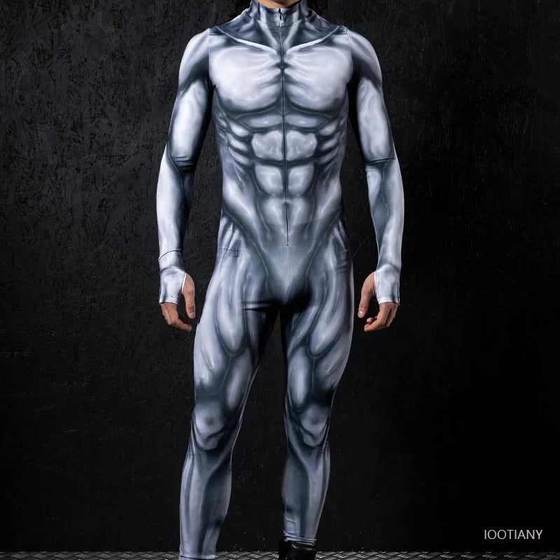 Mechanical Muscle Zentai Bodysuit — Men’s Halloween Punk Cosplay & Carnival Costume 2025