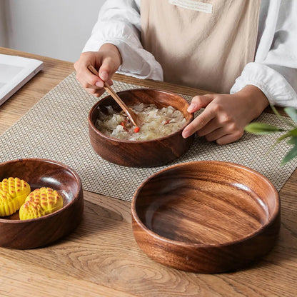 Walnut Wooden Boat Bowl – Vintage Solid Wood Salad & Fruit Bowl for Home Kitchen Storage