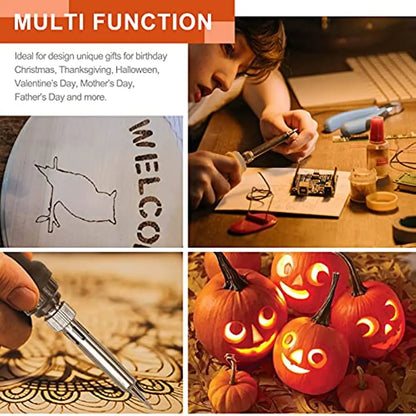 60W Electric Soldering & Pyrography Tool – Adjustable Temperature Wood Burning and Embossing Pen Set
