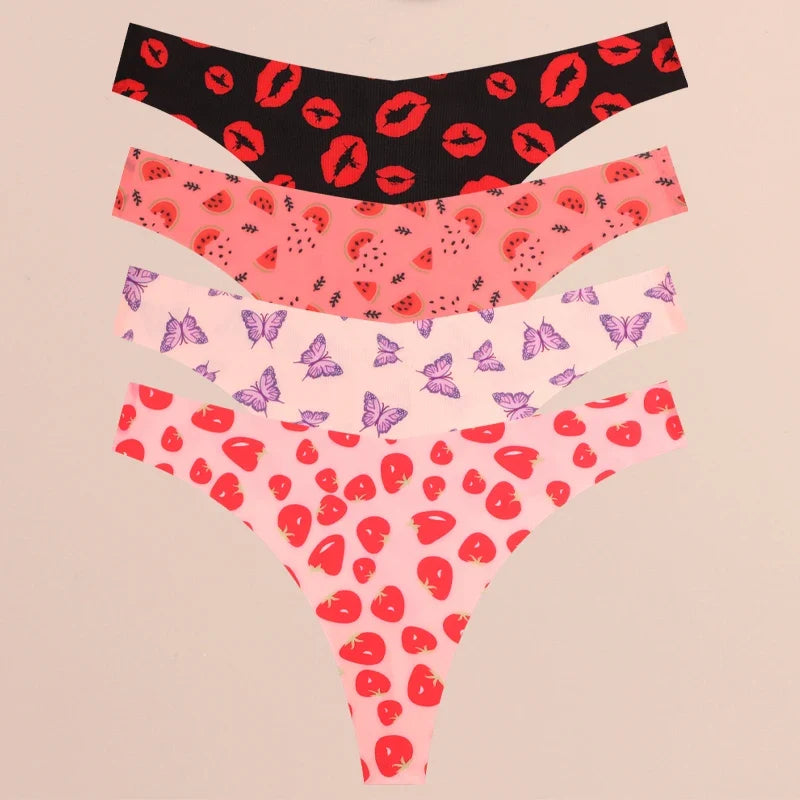 FINETOO 4Pcs Women’s Seamless Thong Underwear - Ultra Soft Leopard Print G-String Lingerie with Stretch Comfort Fit