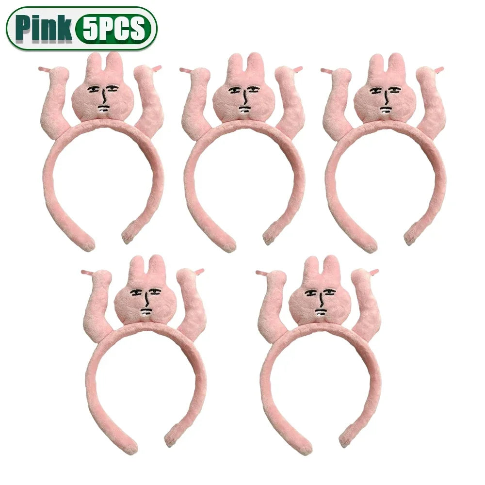 1–20PCS Pink Bunny Plush Headbands – Cute Fun Hair Bands for Bangs, Photos & Costume Decoration