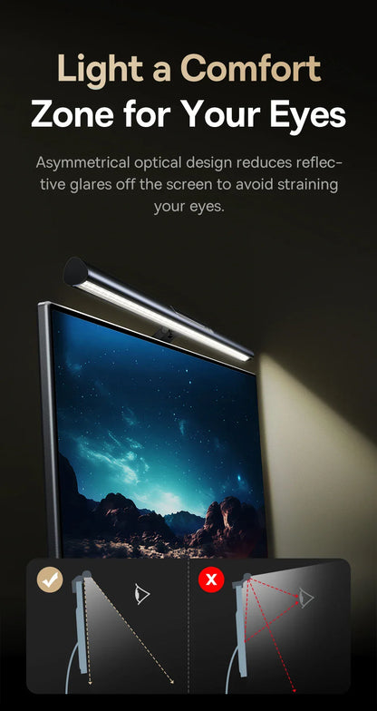 Baseus Magnetic USB Computer Screen Light – Hanging LED Desk Lamp for Monitor, Laptop, and Reading