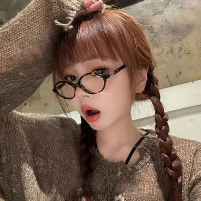 Zhang Yuan Vintage Oval Glasses — English Version Luminous Frame for Men & Women, Fashionable Bookworm Style Eyewear