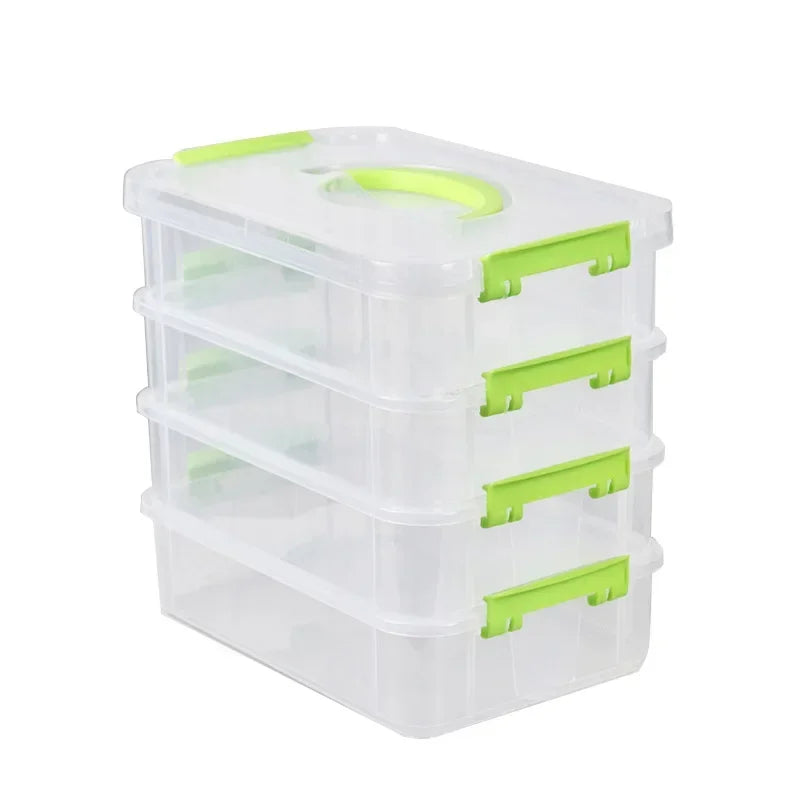 4-Layer Stackable Transparent Organizer – Multi-Tier Plastic Storage Box for Kids Toys, Makeup, Jewelry, Office & School