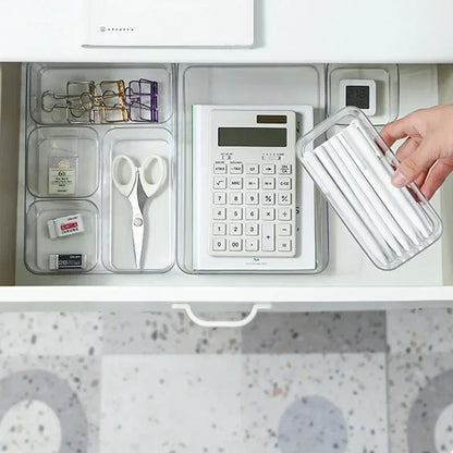 Transparent Plastic Storage Box – Desk Organizer Container for Jewelry, Makeup, and Drawer Organization