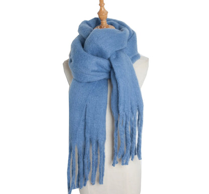 Luxury Women’s Winter Scarf – Cashmere Pashmina Shawl Wrap, Thick Soft Solid Tassel Scarf Long Stole