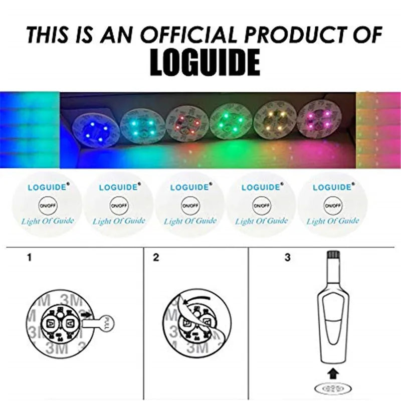 LED Wine Bottle Coasters — Colorful Glowing Stickers for Bar, Wedding, Party Lighting Decor (1/10/20/50PCS)