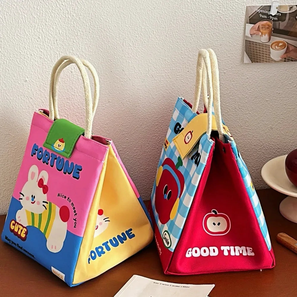 Cute Bento Lunch Bag – Large Capacity Insulated Tote for Office Workers, Students, and Fresh-Keeping Meals