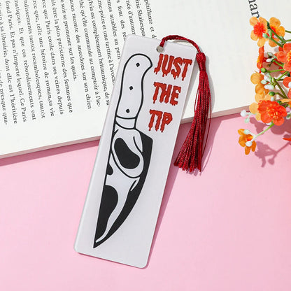 Horror Movie Fan Bookmark — Knife-Shaped Acrylic Bookmark with Tassel for Study & Reading