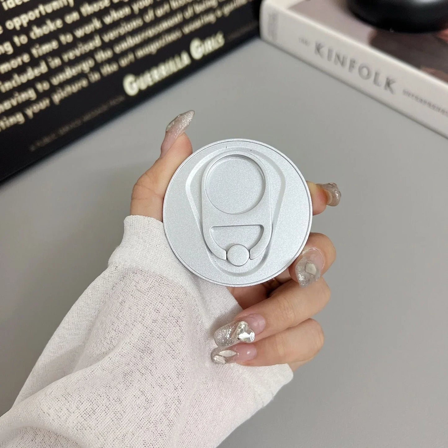 MagSafe Magnetic Zip Top Can Phone Holder – 360° Rotating Alloy Ring with Strong Suction Wall Sticker