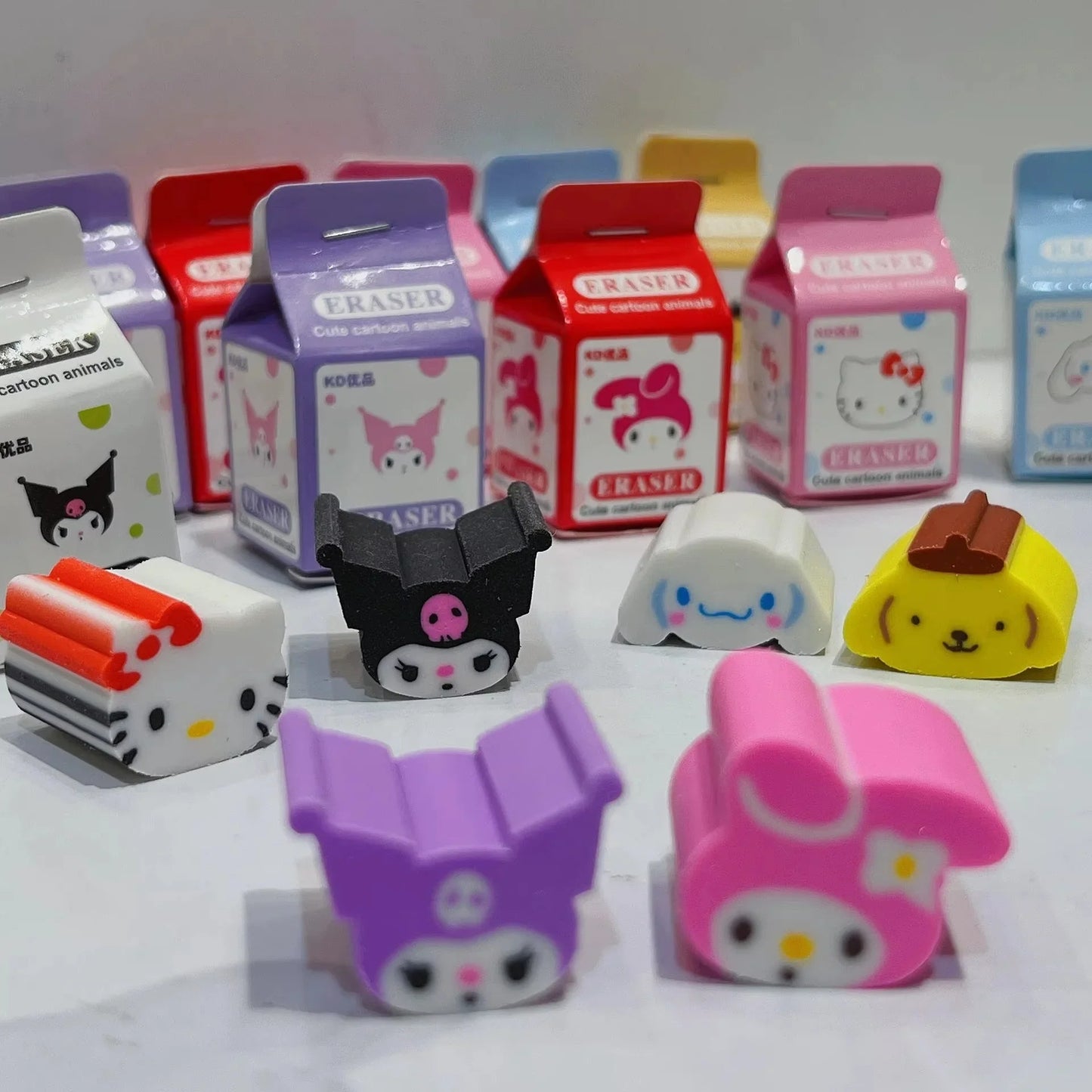 36Pcs Sanrio Anime Eraser Set – Hello Kitty, Kuromi, Cinnamoroll & Melody Cute Pencil Erasers for School Stationery Supplies