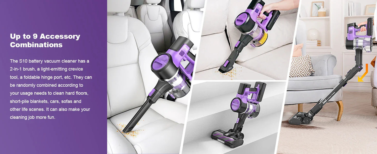 INSE S10 Cordless Vacuum Cleaner - 6 in 1 Stick Vacuum with 30Kpa 350W Suction, Max 50 Min Runtime Rechargeable Vacuum