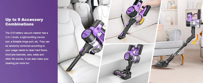 INSE S10 Cordless Vacuum Cleaner - 6 in 1 Stick Vacuum with 30Kpa 350W Suction, Max 50 Min Runtime Rechargeable Vacuum