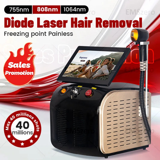 2025 3000W Alexandrite Ice Platinum Diode Laser Epilator - Professional Permanent Hair Remover for Women