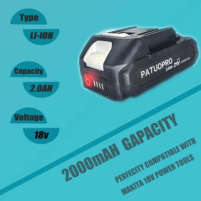 18V/21V Rechargeable Lithium Battery – 2.0Ah, 4.0Ah, 6.0Ah for Makita Cordless Wrench, Hammer Drill, Grinder & Tools