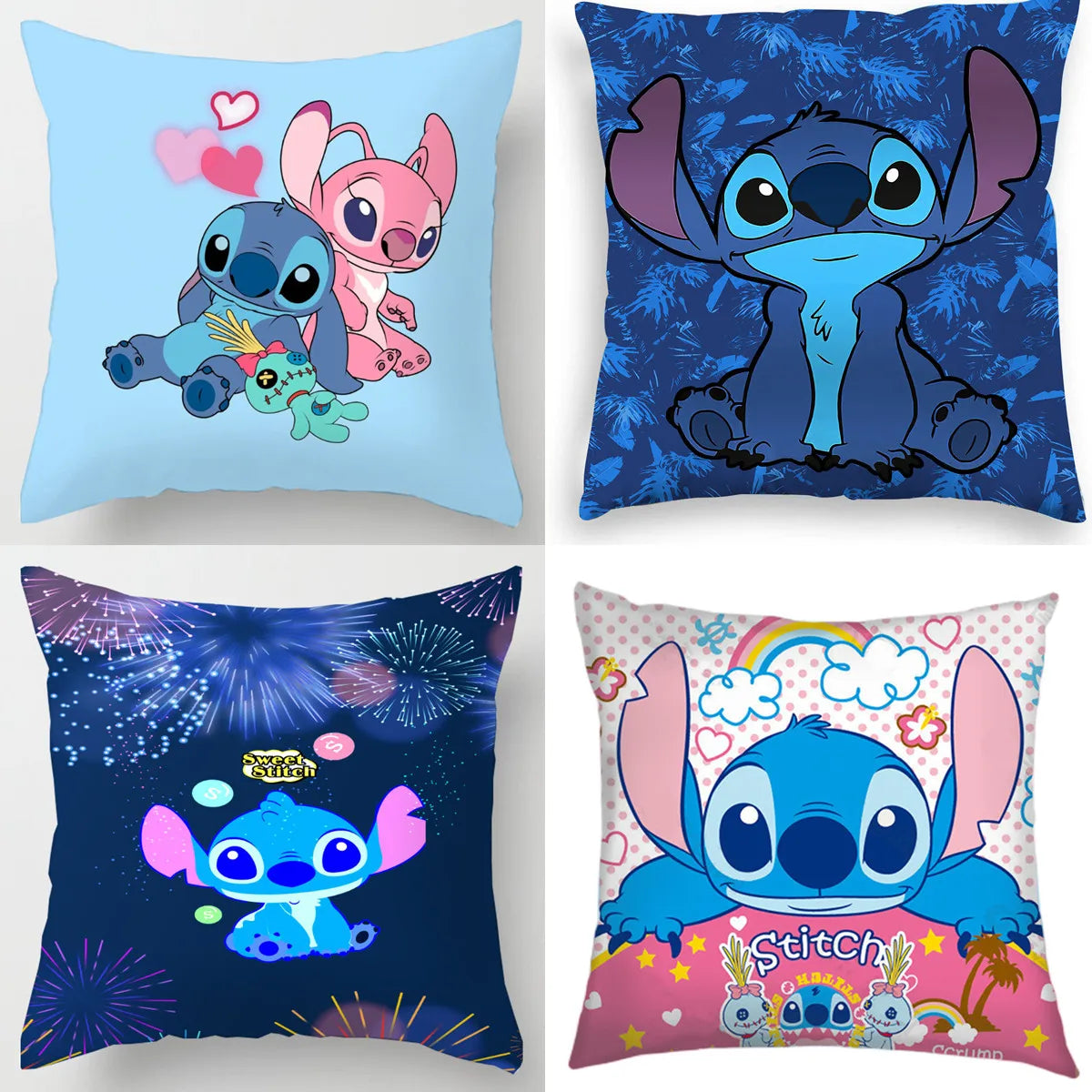 Anime Disney Stitch Double-Sided Print Pillowcase – Kawaii Stitch Pillow for Kids’ Room Decoration & Gifts