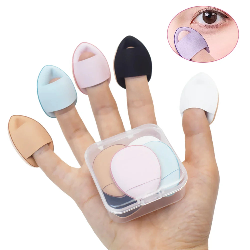 5/10Pcs Mini Finger Puff Foundation Sponge Set for BB Cream, Concealer & Powder - Makeup Applicator Tools