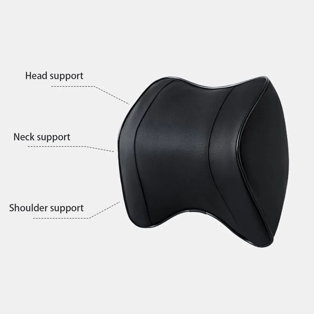 Breathable Memory Foam Car Neck & Lumbar Support Pillow – Slow Rebound Headrest Cushion for Comfortable Driving