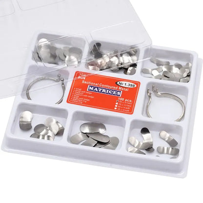 Denspay 100pcs/Box Dental Sectional Matrix System - Resin Clamping/Seperating Ring - Dentist Tools