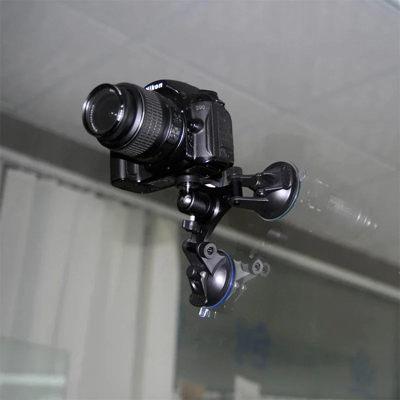 Triple Suction Cup Mount with 1/4'' Thread Adapter for GoPro Hero 13/12/11/10/9/8, DJI Osmo Action 5/4/3, Insta360, SJCAM