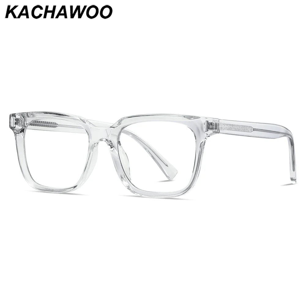 Kachawoo TR90 Anti-Blue Light Glasses – Unisex Square Frame, Transparent Grey, Korean Style Eyewear