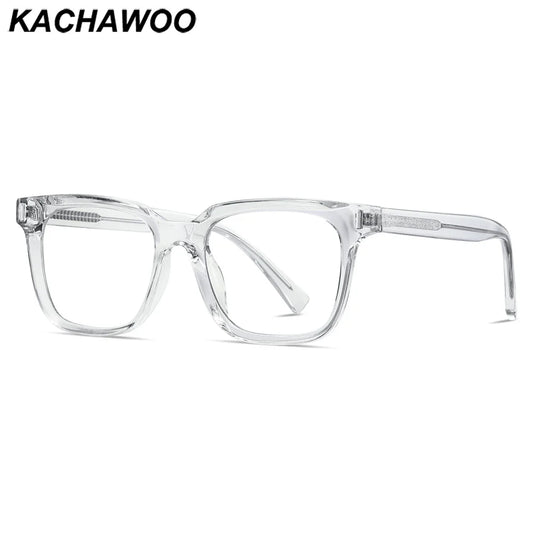 Kachawoo TR90 Anti-Blue Light Glasses – Unisex Square Frame, Transparent Grey, Korean Style Eyewear