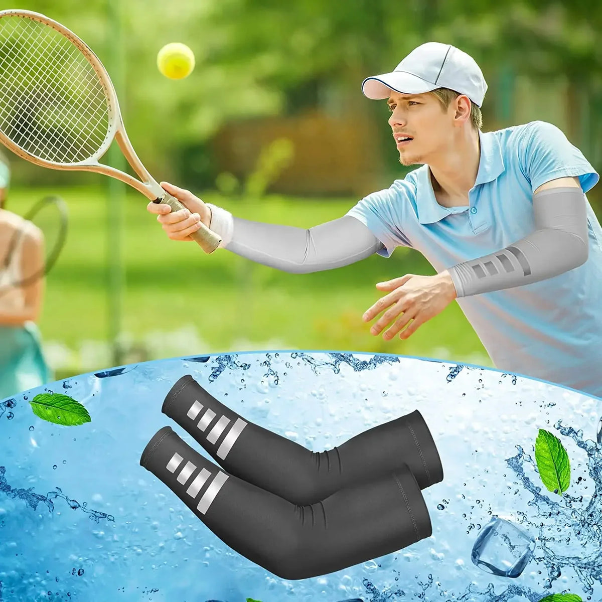 2PCS Summer UV Protection Arm Sleeves – Reflective Arm Warmers for Cycling, Running, and Sports, Men & Women