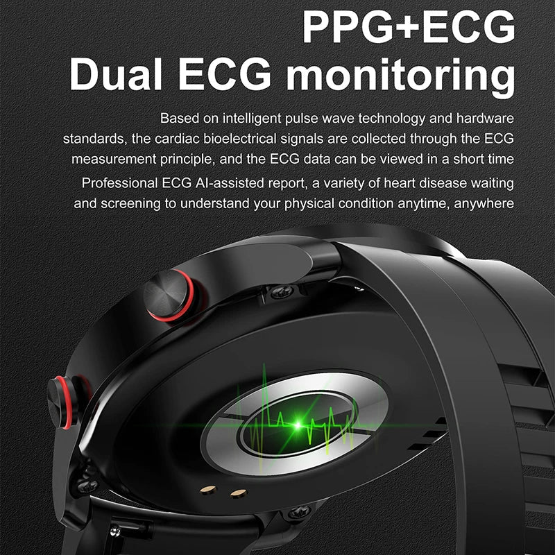 2024 New Bluetooth Call Smartwatch for Men – 360x360 HD Display, Heart Rate, ECG+PPG, Fitness Tracker for Huawei
