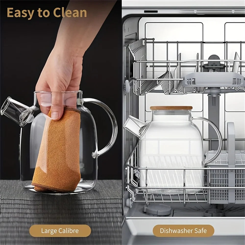 Large Capacity Heat-Resistant Glass Teapot Kettle for Hot & Iced Tea – 1L/1.8L