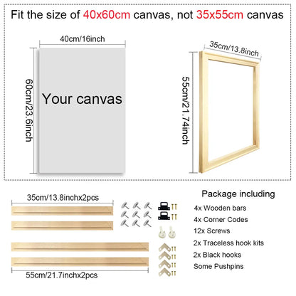 Wooden Canvas Frames – 30x40, 40x50, 50x70, 60x90cm for Photos, Oil Paintings & Diamond Painting Wall Art