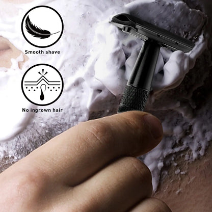 Double Edge Safety Razor for Men – Reusable Single Blade Razor with 10 Safety Razor Blades, Travel Essential Shaver