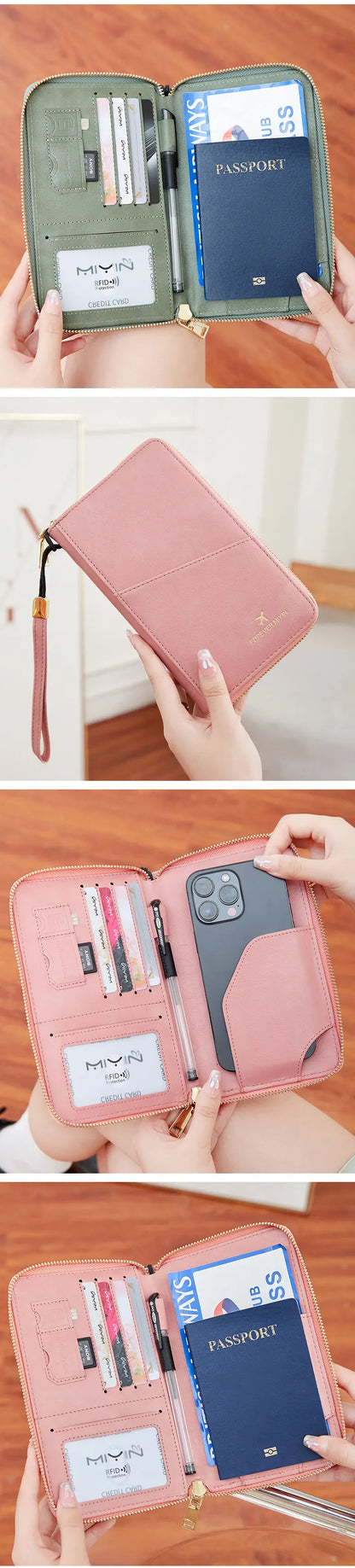 Fashionable RFID Passport Holder – PU Leather Front Pocket Wallet, Multifunctional Travel Accessories for Protection