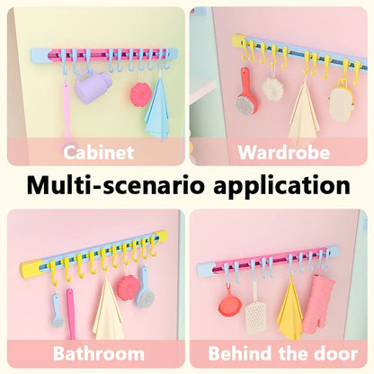 Non-Perforated Sliding Rail Hooks – Universal Kitchen & Door Storage Hooks for Household Shelves