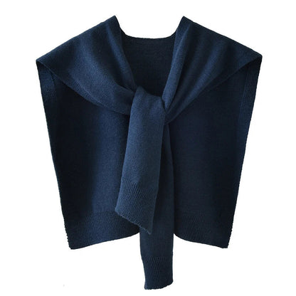 Women’s Summer Knitted Shawl – Thin Cape Scarf with Fake Collar Neck Guard