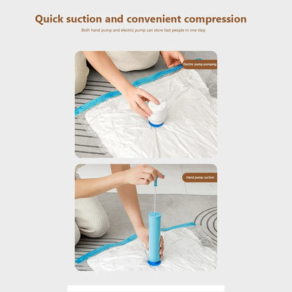 4pcs Reusable Transparent Vacuum Bags — Folding Compressed Space-Saving Storage for Clothes & Travel