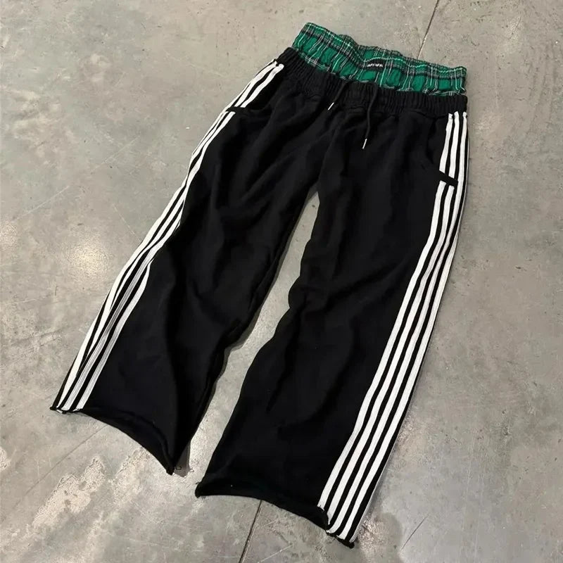 Y2K Retro Embroidered Sweatpants - Unisex Harajuku Goth Wide Leg Baggy Streetwear