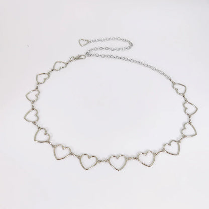 Women's Luxury Heart-Shaped Metal Waist Chain Belt – Y2K Goth Punk Accessory for Jeans & Dresses
