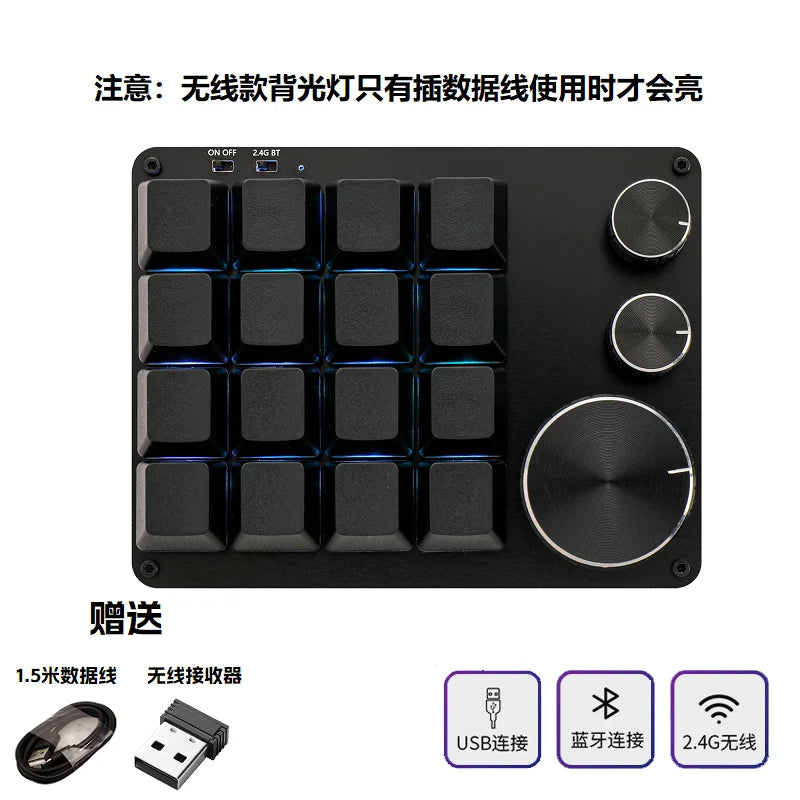 COIDEA Mini Wired RGB Keypad with Knob – Portable Macro Programming Keyboard for PS/Design Custom Controls, Gaming & Creative Work Gift Device