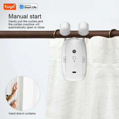 Tuya Smart Curtain Robot – Roman Rod Track with APP Control, Single/Double, Compatible with Tuya Gateway for Remote Control