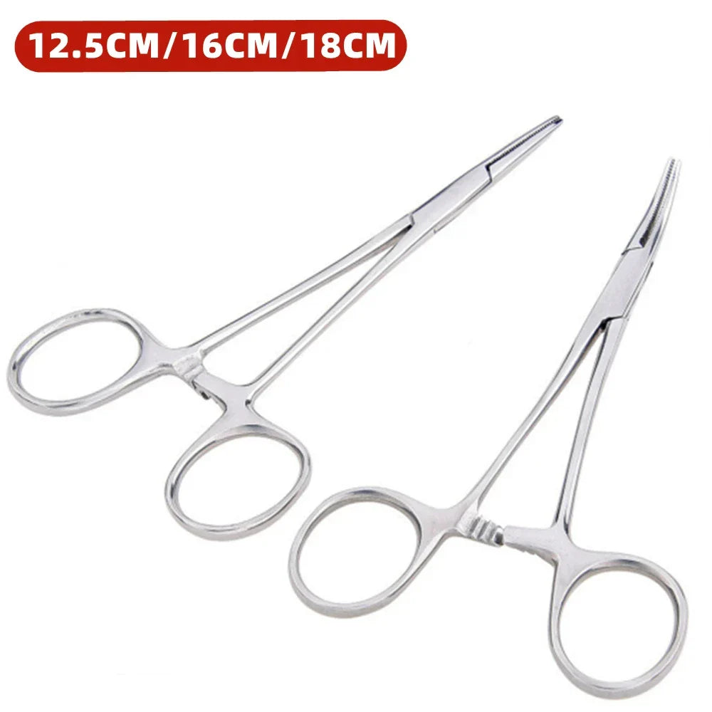 Stainless Steel Hemostatic Forceps – Surgical Locking Clamp Tool, Curved & Straight Tip Fishing Pliers & Medical Hemostat Tool