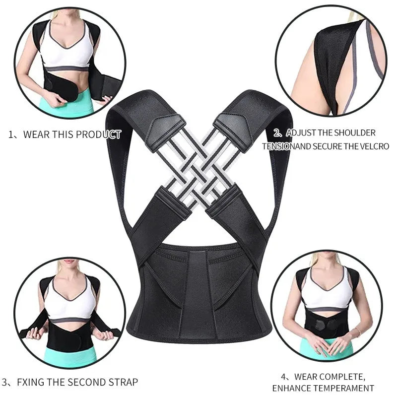 Magnetic Therapy Back Posture Corrector — Adjustable Shoulder Support for Sitting Posture | Breathable & Body Shaping Brace
