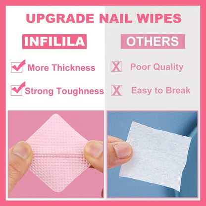 Lint-Free Nail Wipes - Aluminum-Free Gel Cleansing Tissues & Nail Polish Remover Pads for Nail Art Beauty Care