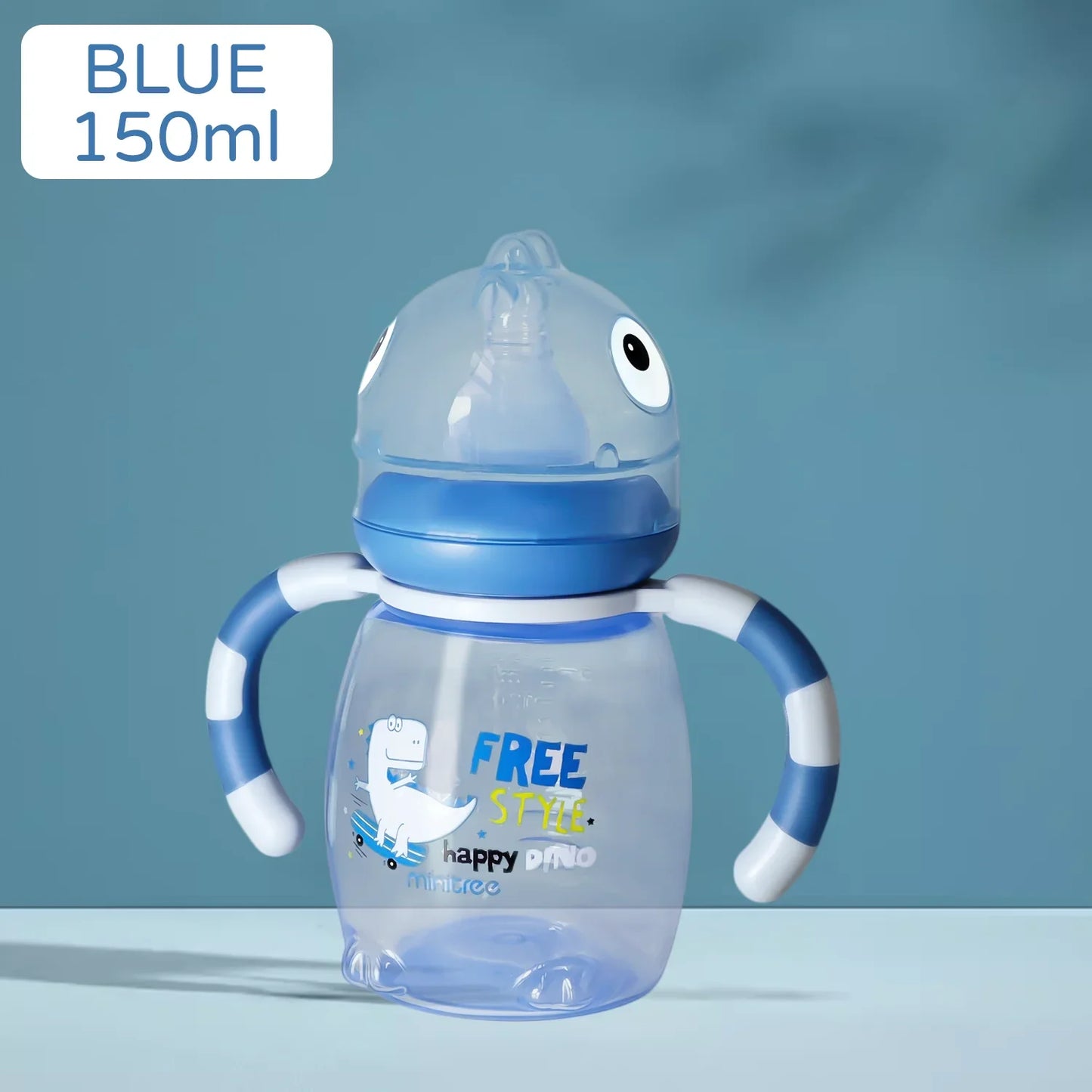 Baby Dinosaur Silicone Nipple Bottle – Imitation Breastfeeding with Straw Handle for Baby Boy & Girl