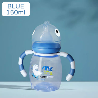 Baby Dinosaur Silicone Nipple Bottle – Imitation Breastfeeding with Straw Handle for Baby Boy & Girl