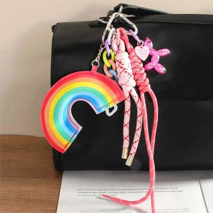 Funny Elegant Starfish Tassel Keychain – Alloy Leopard Print Leather Tulip Cartoon Frog Beaded Bag Pendant Charm for Party & Gifts