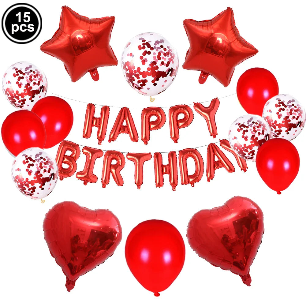 16-Inch Happy Birthday Foil Balloons Set – Pink & Blue Letter Balloons for Birthday Party Decoration